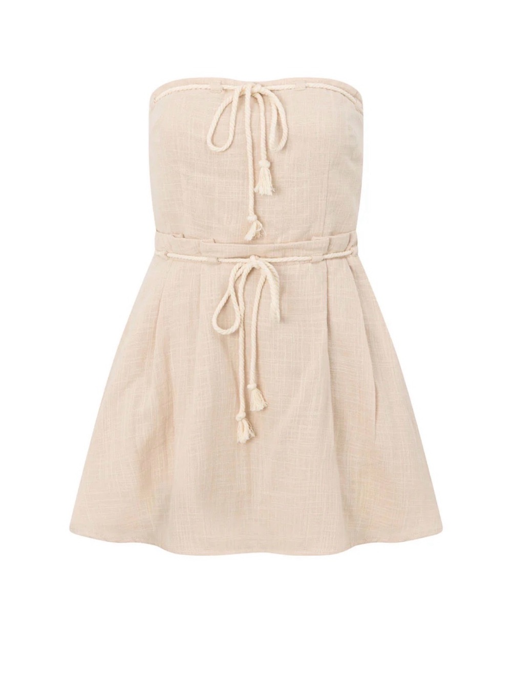 Sabo Skirt Strapless Cream Sundress with Rope Tie